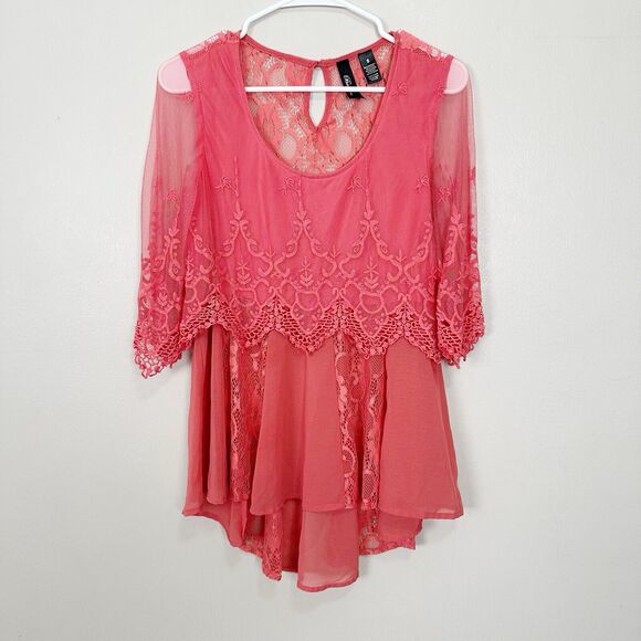 Bohemian Lace Blouse Womens Small Romantic Fairycore‎ Cottagecore Embroidered - Picture 1 of 11